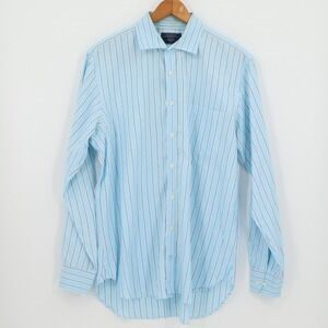 Charles Tyrwhitt Mens Dress Shirt Blue Stripe Oxford Weave Cotton Office Size‎ L